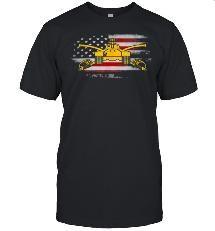 US Army Armor Branch Insignia Military Tank Veteran Tanker American Flag T-Shirt