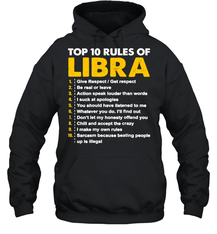 Top 10 Rules Libra Horoscope Birthday shirt Unisex Hoodie