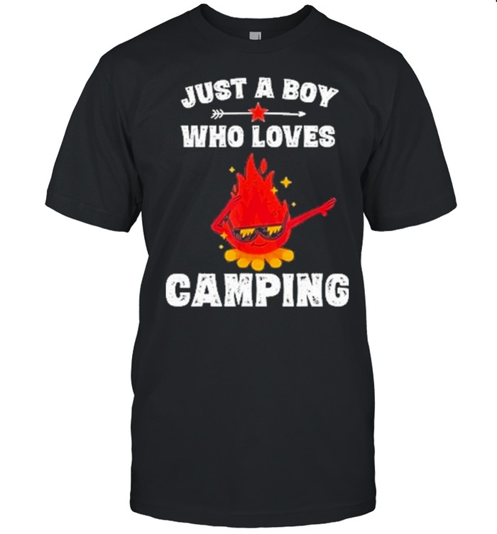 dabbing just a boy who loves camping shirt