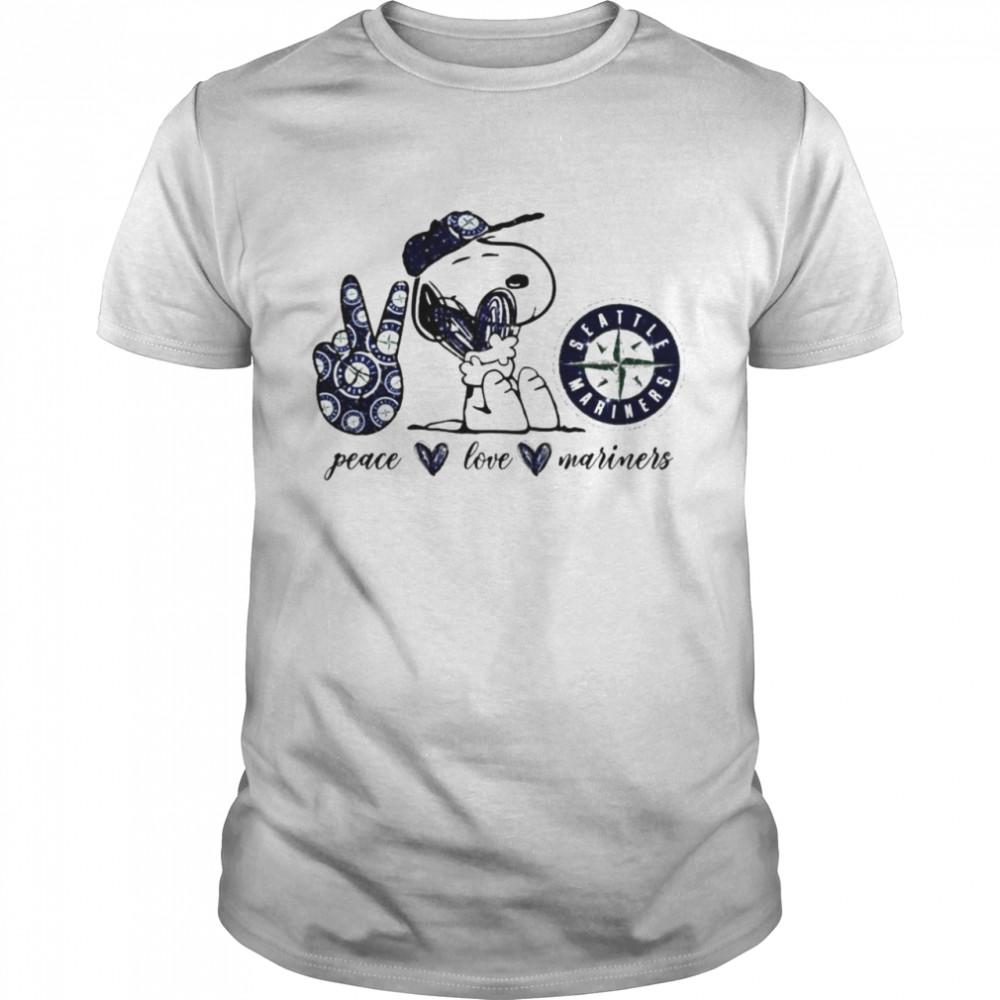 Snoopy peace love Seattle Mariners shirt