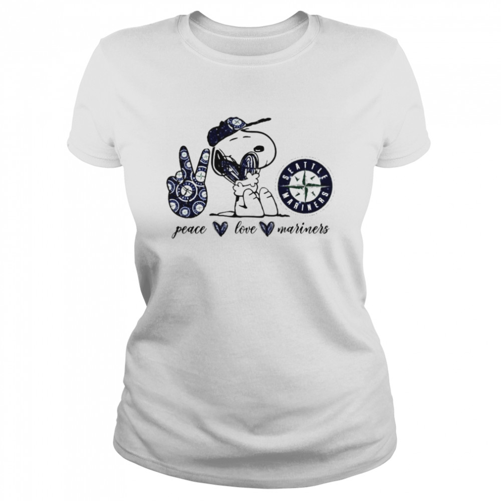Snoopy peace love Seattle Mariners shirt Classic Women's T-shirt