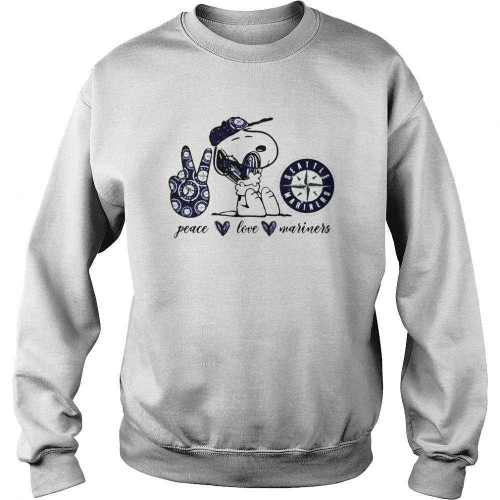 Snoopy peace love Seattle Mariners shirt Unisex Sweatshirt