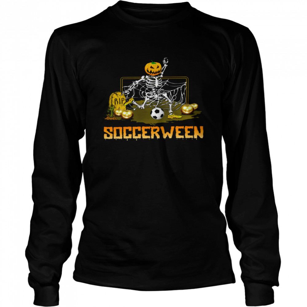 Rip Skeleton Soccerween pumpkin shirt Long Sleeved T-shirt