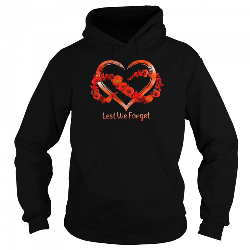 Lest we forget heart shirt Unisex Hoodie