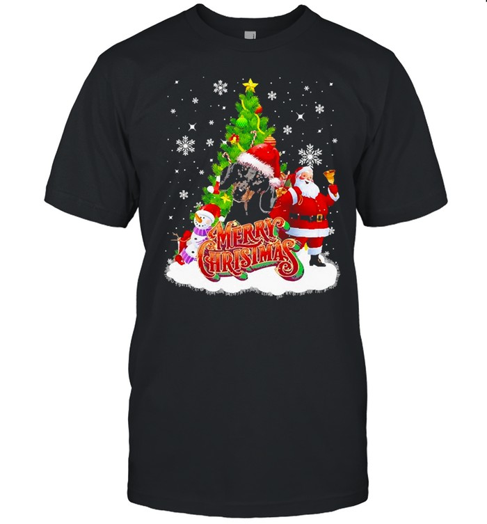 Merry Christmas Santa Claus Black Dachshund Sweater Shirt