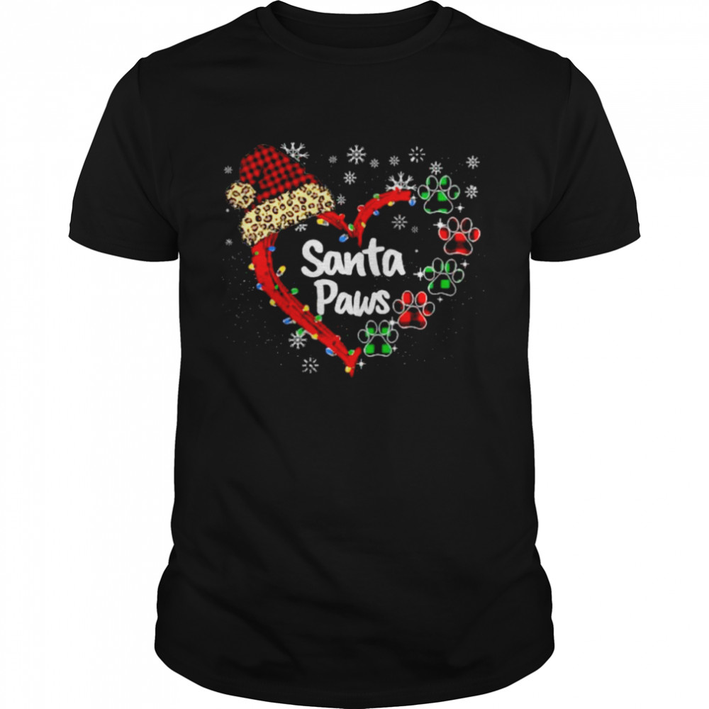 Santa Paws Heart Light Merry Christmas shirt