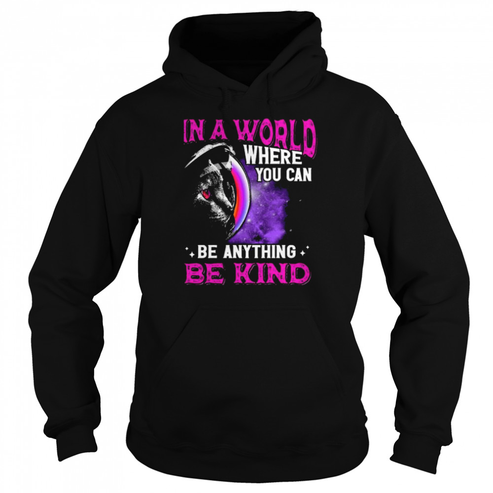 Cat in world where you can be anything be kind shirt Unisex Hoodie