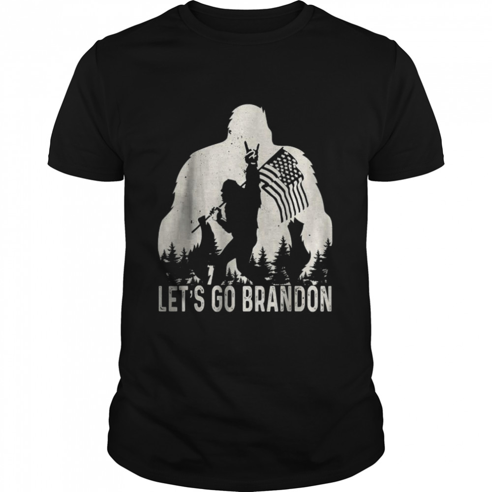 Let’s Go Brandon Camping Bigfoot Rock And Roll US Flag Shirt