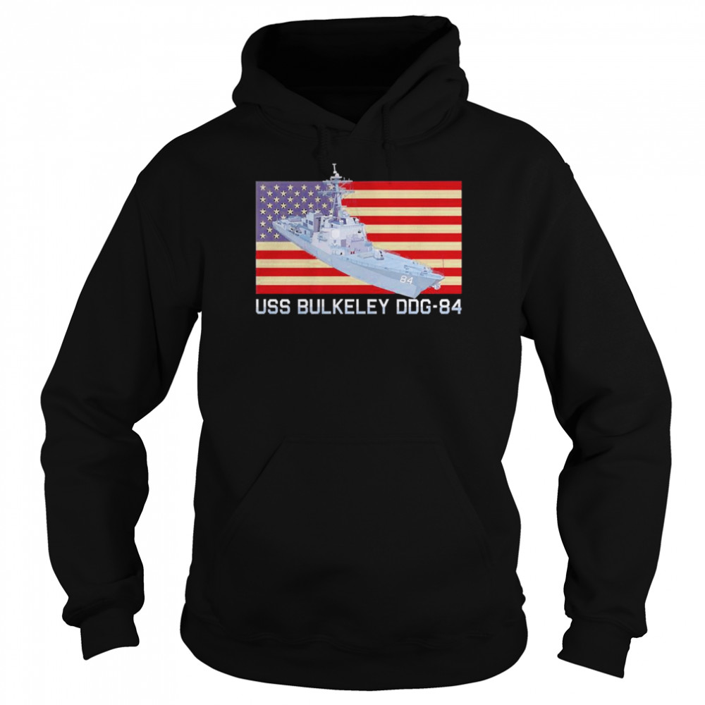 USS Bulkeley DDG-84 Ship Diagram American Flag  Unisex Hoodie