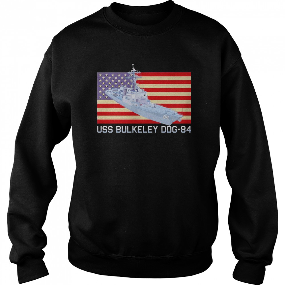 USS Bulkeley DDG-84 Ship Diagram American Flag  Unisex Sweatshirt