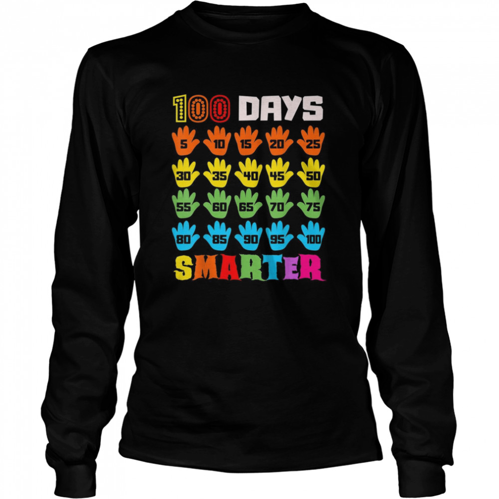 100 Days Smarter 100th Day of School Teachers Boys Girl  Long Sleeved T-shirt