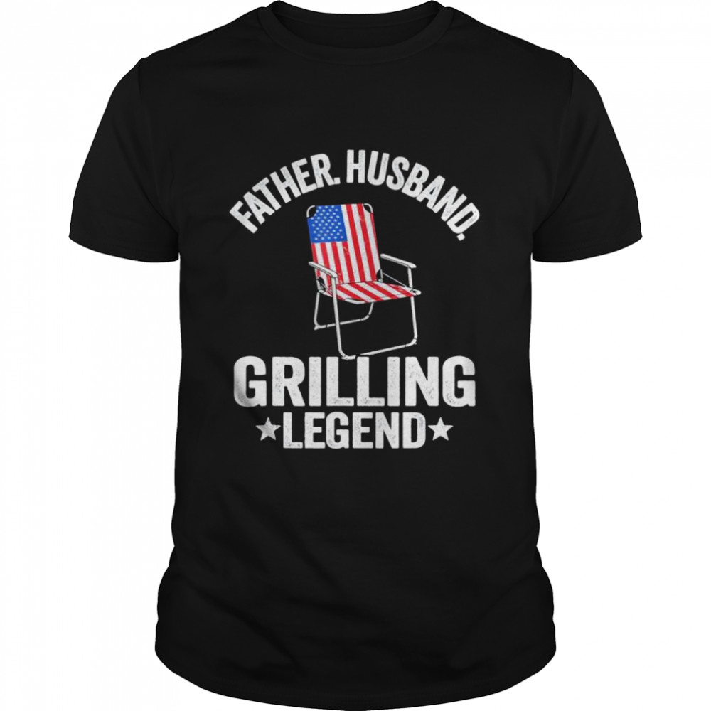 Father Husband Grilling Legend Grillfather American Flag BBQ shirt