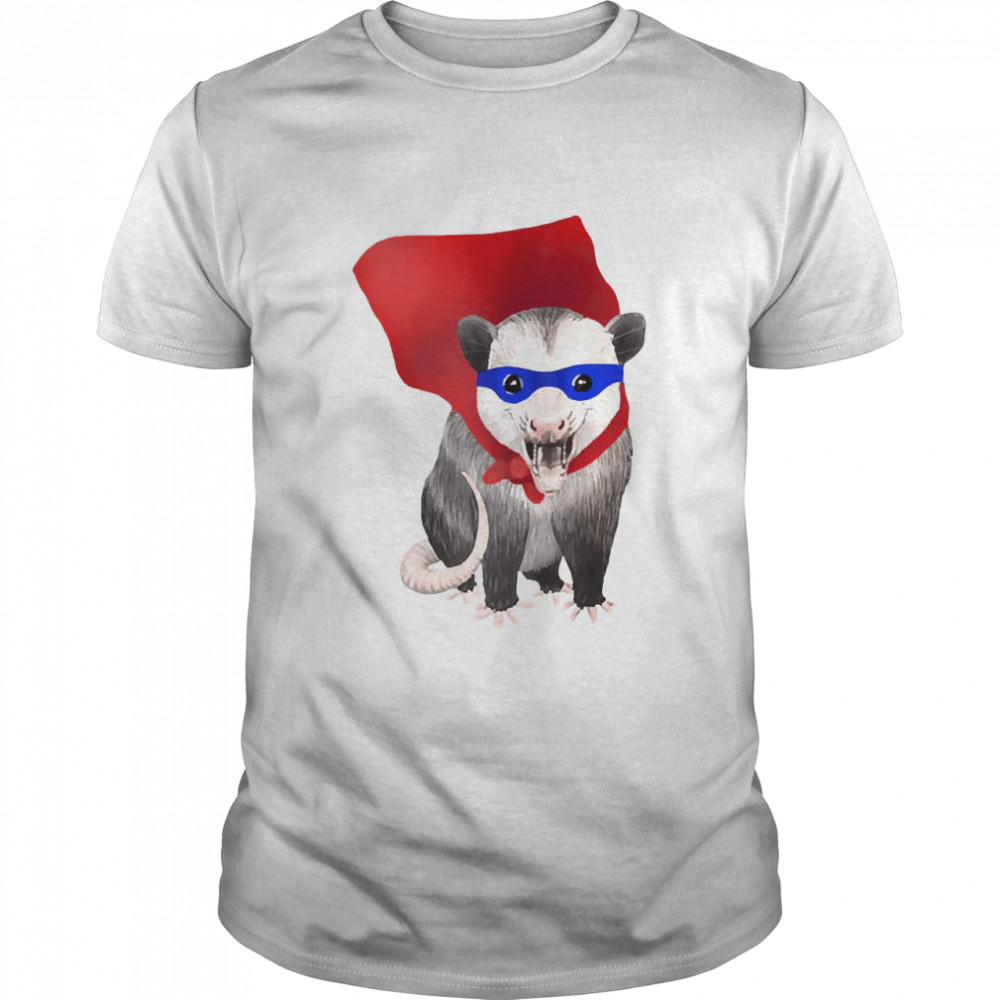 Superhero Possum Opossum In A Super Hero Cape And Mask Zip Shirt